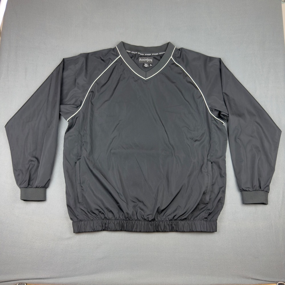 FootJoy Mens V-Neck Golf Windshirt Pullover Black XL Long Sleeve 11-0307‎